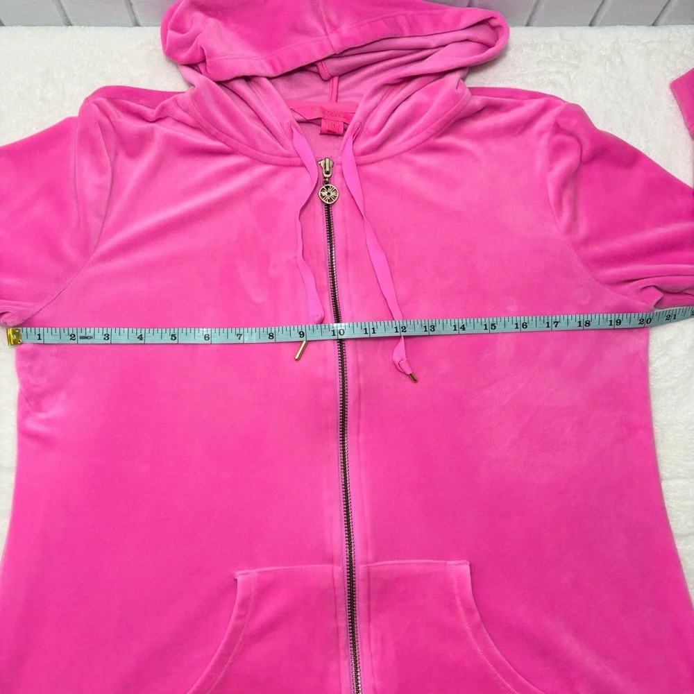 LILLY PULITZER LORINA‎ ZIP UP JACKET POPOVER SWEATSHIRT HOODIE VELOUR HOT PINK M